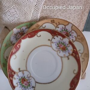 Occupied Japan Handpainted Saucers Set Of 3